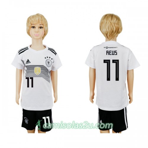 Camisolas de Futebol Alemanha Reus 11 Criança Equipamento Principal Copa do Mundo 2018 Manga Curta Camisolas de Futebol Alemanha Reus 11 Criança Equipamento Principal Copa do Mundo 2018 Manga Curta